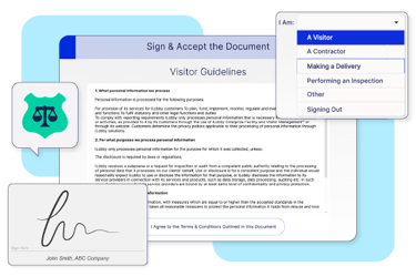 Visitor guidelines induction step in a visitor management system